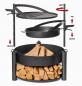 Preview: SET: Multifunktionale Feuerschale „MONTANA X“ 80 cm mit Grillrost 60 cm, zusätzlichem Mast und Pfanne aus Rohstahl 50 cm