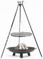 Preview: SET: Feuerschale „BALI“ 60 - 80 cm mit Dreibeingrill 180 cm und Grillrost aus Rohstahl