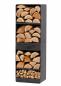 Preview: SET: Gartenofen „VENTO“ mit Backofen und doppelt gehärteten Glasscheiben, inkl. Grillrost aus Rohstahl und Holzregal „VENTO“ 120×40×30 cm