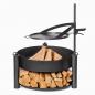 Preview: Naturstahlgrillplatte mit einem Griff für Feuerschale | BANDITO und MONTANA X | 50 cm