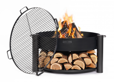 SET: Feuerschale „MONTANA“ 80 cm mit Grillrost 80 cm mit 4 Griffen