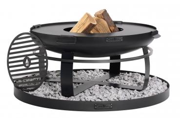 Preview: SET: Feuerschale | VIKING | 80 cm mit Grillplatte 78 cm (4 Griffe) und hohem Grillrost für die 78 cm Grillplatte