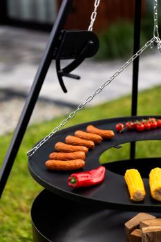 SET: Feuerschale XXL „VIKING“ 80 cm mit Schwenkgrill 180 cm mit Kurbel und Grillrost aus Rohstahl 70 cm