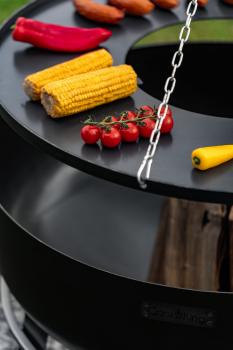 SET: Feuerschale XXL „VIKING“ 80 cm mit Schwenkgrill 180 cm mit Kurbel und Grillrost aus Rohstahl 70 cm
