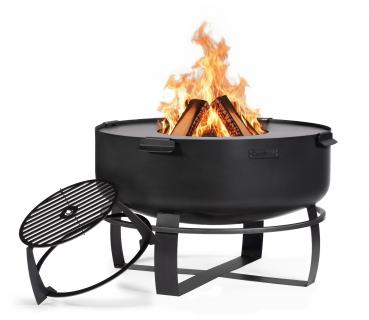 SET: Feuerschale XXL „VIKING“ 80 cm mit Grillplatte 78 cm (4 Griffe) und hohem Grillrost für die 78 cm Grillplatte