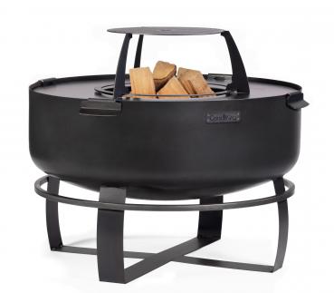 Preview: SET: Feuerschale XXL „VIKING“ 80 cm mit Grillplatte 78 cm (4 Griffe) und hohem Grillrost für die 78 cm Grillplatte