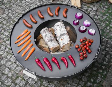 Preview: Grillplatte für Feuerschale 82 cm mit Grillrost 37 cm und 4 Griffen