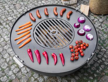 Grillplatte für Feuerschale 102 cm mit Grillrost 47 cm und 4 Griffen