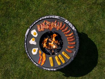 Preview: Grillplatte für Feuerschale mit 4 Griffen | 78 cm