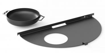 Preview: Halbrunde Grillplatte 98 cm für Feuerschale 100 cm – Wok 40 cm