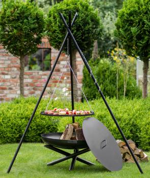 Schwenkgrill „TIPI“ 210 cm - Grillrost aus Edelstahl oder Rohlstahl 50 - 80cm