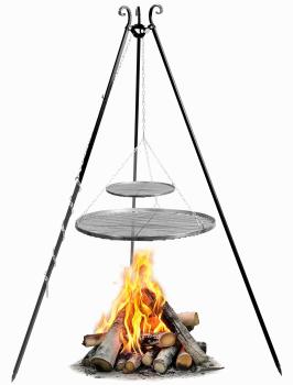 Schwenkgrill 180 cm - Doppelrost aus Rohstahl 70 cm + 40 cm und 80 cm + 40 cm
