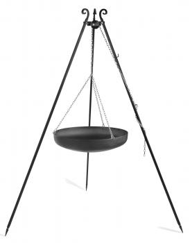Wok am Dreibein, 180 cm Höhe, Rohstahl, 60 cm Durchmesser - mit und ohne Winde
