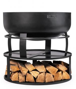 Runde Feuerschalenbasis mit Holzfach | 102 cm