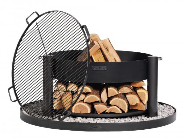 SET: Feuerschale „MONTANA“ 80 cm mit Grillrost 80 cm mit 4 Griffen