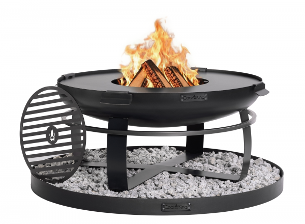 SET: Feuerschale | VIKING | 80 cm mit Grillplatte 78 cm (4 Griffe) und hohem Grillrost für die 78 cm Grillplatte