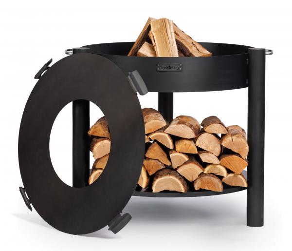 SET: Hohe Feuerschale „MONTANA“ 80 cm mit Grillplatte 78 cm (4 Griffe) und Grillrost 37 cm