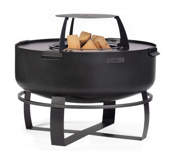SET: Feuerschale XXL „VIKING“ 80 cm mit Grillplatte 78 cm (4 Griffe) und hohem Grillrost für die 78 cm Grillplatte