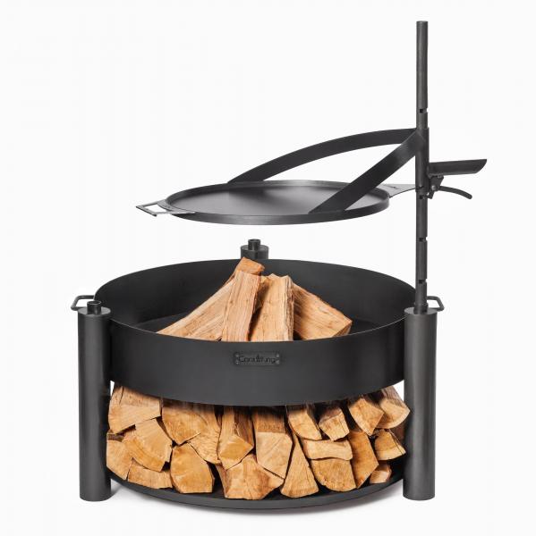 Naturstahlgrillplatte mit einem Griff für Feuerschale | BANDITO und MONTANA X | 50 cm