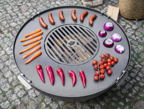 Grillplatte für Feuerschale 98 cm mit Grillrost 47 cm und 4 Griffen