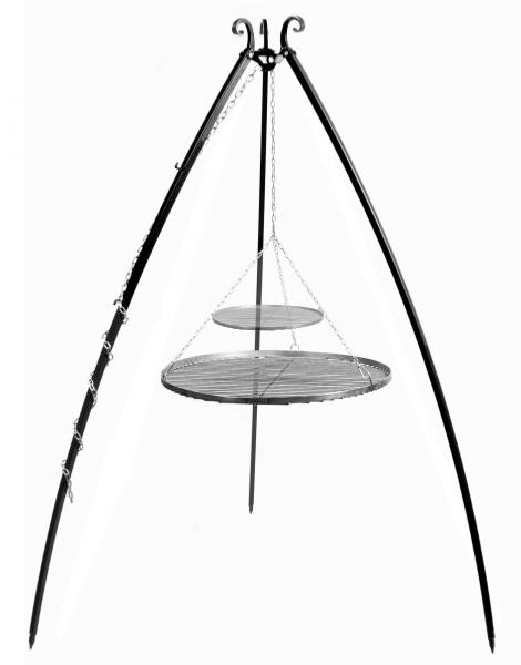 Schwenkgrill 180 cm - Doppelrost aus Rohstahl 70 cm + 40 cm und 80 cm + 40 cm