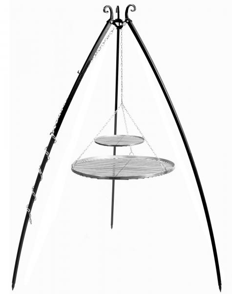 Schwenkgrill 180 cm - Doppelrost aus Rohstahl 70 cm + 40 cm und 80 cm + 40 cm