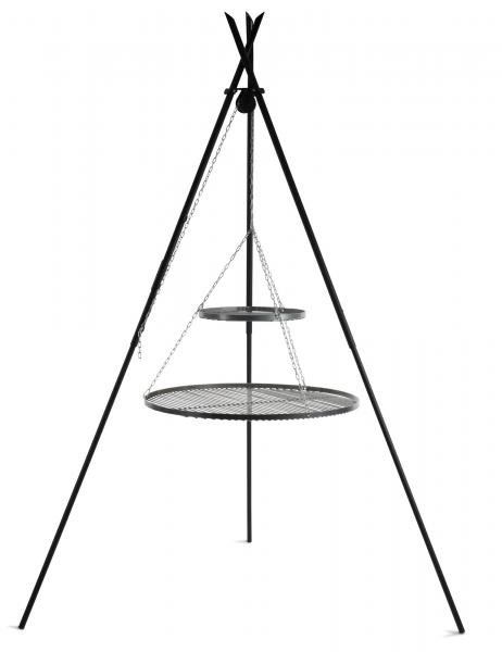Schwenkgrill „TIPI“ 210 cm - Grillrost aus Edelstahl oder Rohlstahl 50 - 80cm