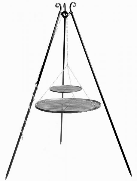 Schwenkgrill 180 cm - Doppelrost aus Rohstahl 70 cm + 40 cm und 80 cm + 40 cm