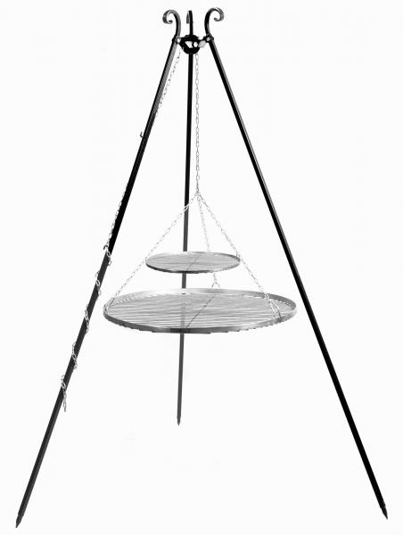 Schwenkgrill 180 cm - Doppelrost aus Edelstahl 70 cm + 40 cm und 80 cm + 40 cm
