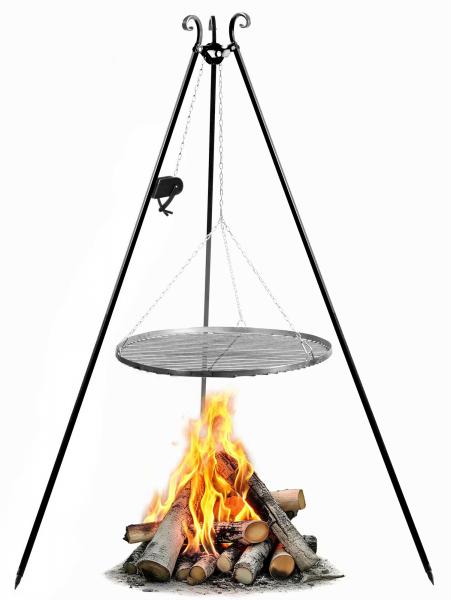 Schwenkgrill | Dreibein 180 cm mit Winde - Grillrost aus Rohstahl