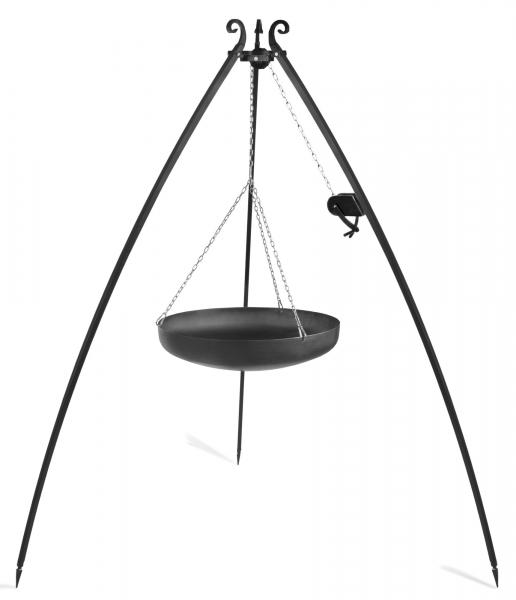 Wok am Dreibein, 200 cm Höhe, Rohstahl, 60 cm Durchmesser - mit und ohne Winde