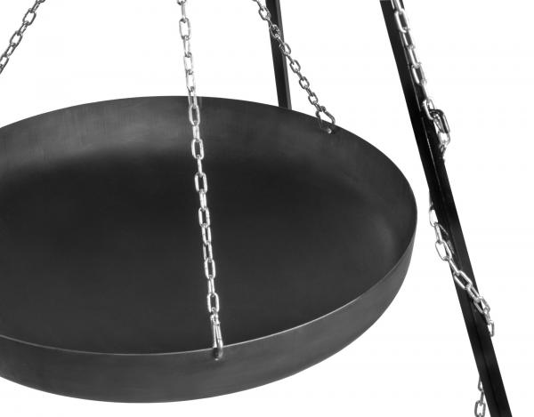 Wok am Dreibein, 180 cm Höhe, Rohstahl, 60 cm Durchmesser - mit und ohne Winde