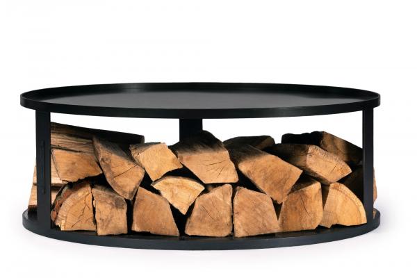 Runde Feuerschalenbasis mit Holzfach | 62 cm