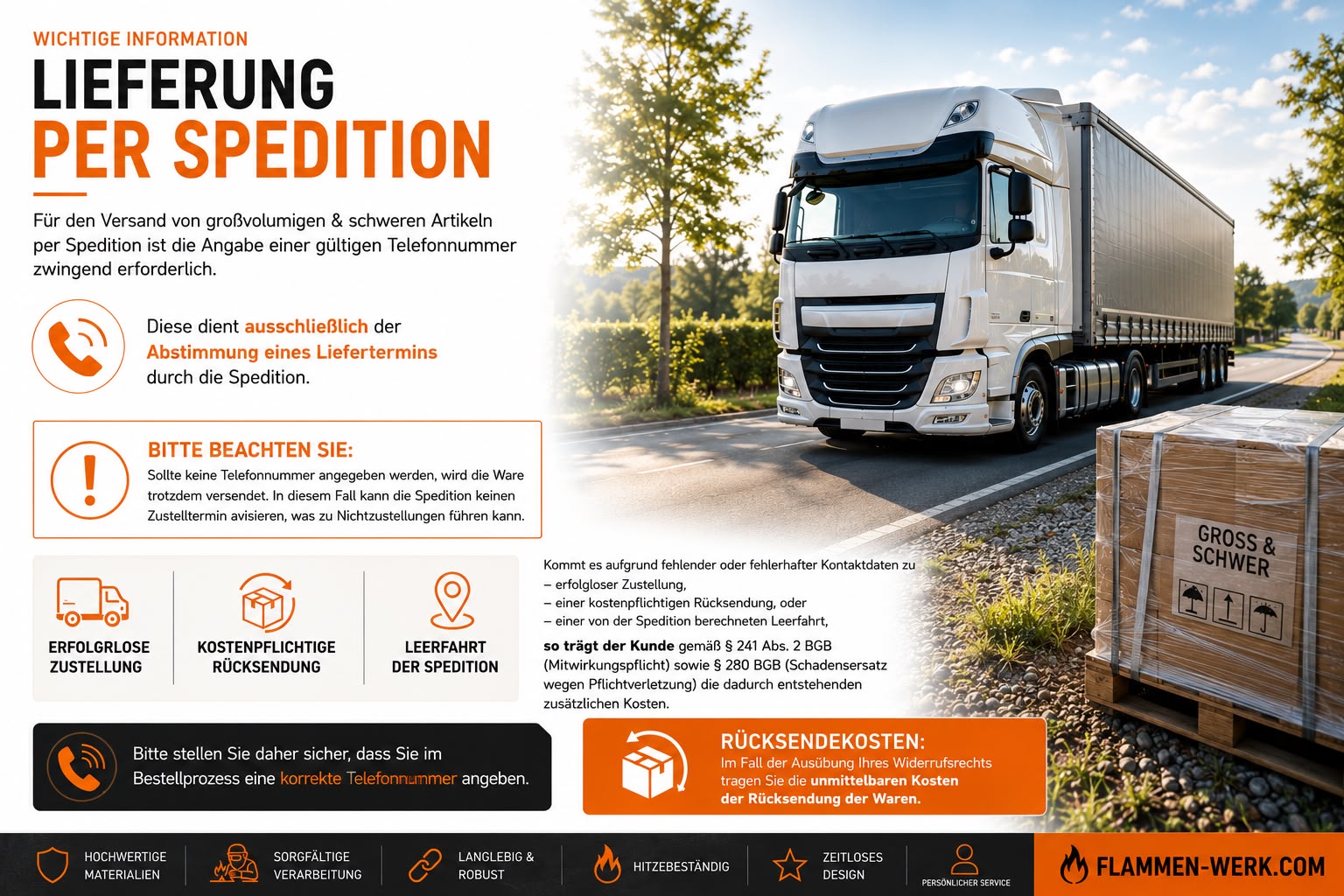 Lieferung per Spedition